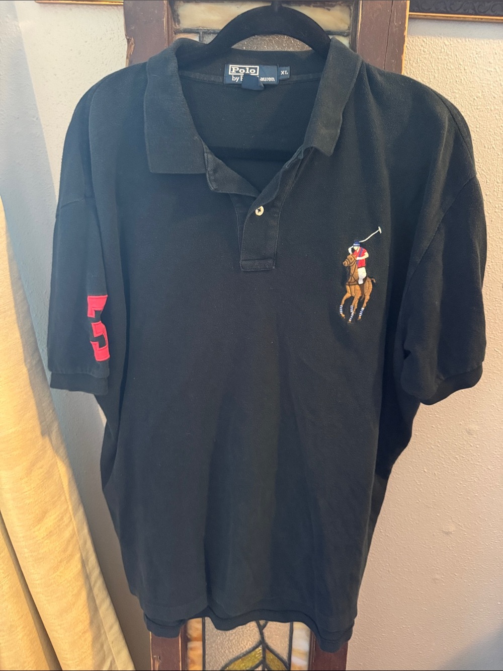 Polo Ralph Lauren Men's Classic Fit Black Polo Shirt Large Flesh LOGO